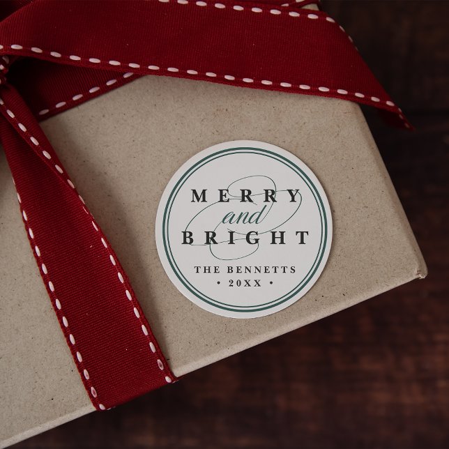 Einfach Merry | Personalisierter Urlaub Runder Aufkleber (Von Creator hochgeladen)