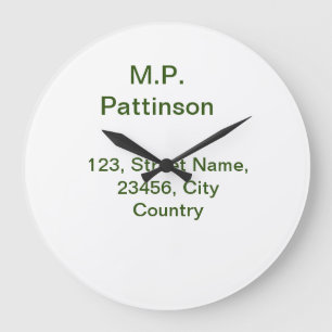Einfach minimal grün füge deinen Text Namen Foto h Große Wanduhr