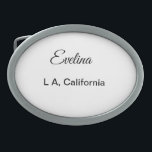 Einfach minimal Ihren Namen Text Platz city custo  Ovale Gürtelschnalle<br><div class="desc">Entwurf</div>