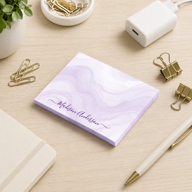 Einfach Minimal Lavendel Wasserfarbe Personalisier Post-it Klebezettel (Von Creator hochgeladen)