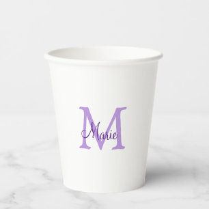 einfach minimal Name Monogramm rosa rot   werfen  Pappbecher
