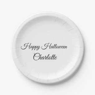 EINFACH MINIMAL.SÜß NAME BABY frohes Halloween Pappteller
