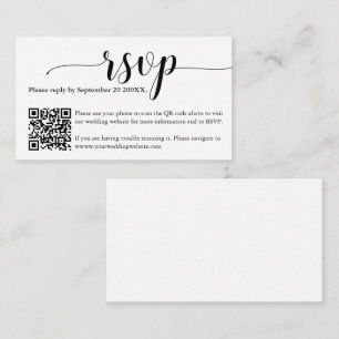 Einfach Minimal Wedding RSVP Website QR Code Card Begleitkarte