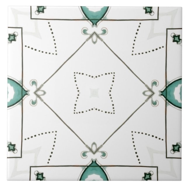 Einfach, minimal, weiß und grün, Mosaik, Fliese (Vorderseite)