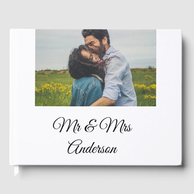 Einfach minimale mr und mrs fügen Sie Ihren Namen  Gästebuch (Vorderseite)