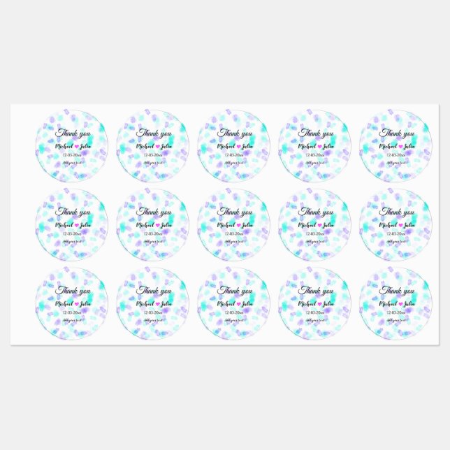 Einfach minimaler Dank Pärchen Herzchen Glitzer ne Etiketten (Blatt)