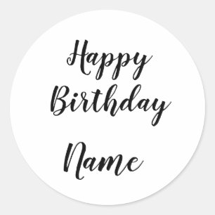 einfach minimaler Geburtstag hinzufügen Runder Aufkleber