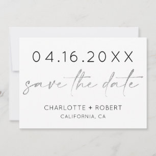 Einfach-minimaler Silber-Script-Schriftart Save th The Date