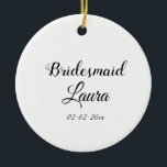 Einfach minimaler Zusatz Name Braut Geschenk Jahr Keramik Ornament<br><div class="desc">Gestaltung</div>