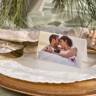 Einfach Minimalist Gold-Foto-Hochzeit Dankeskarte