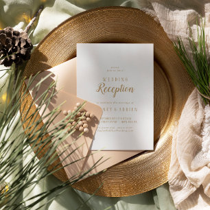 Einfach Minimalist Gold Hochzeitsempfang Nur Einladung