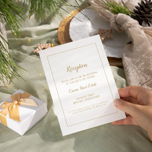 Einfach Minimalist Goldrahmen-Hochzeitsempfang Begleitkarte