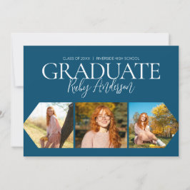 Einfach Minimalistisch 3 Foto Collage Blue Abschlu Ankündigung