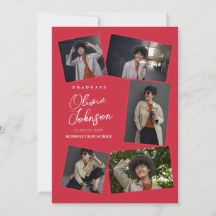Einfach Minimalistisch 6 Fotolage Roter Abschluss Ankündigung