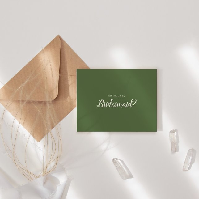 Einfach Minimalistisch|Dark Sage Be My Bridesmaid Mitteilungskarte (Von Creator hochgeladen)