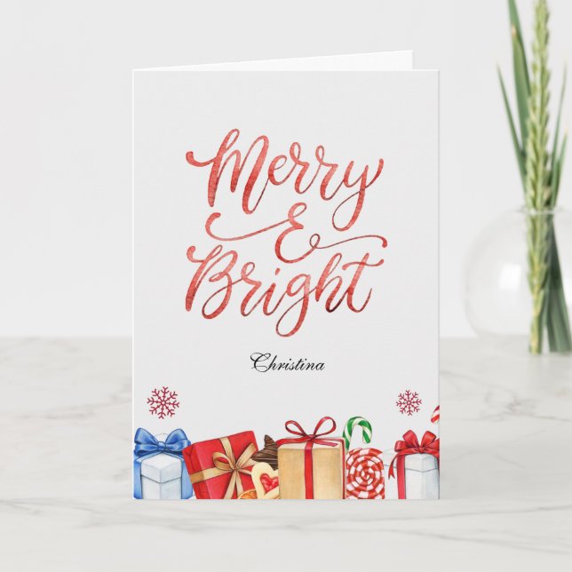 Einfach minimalistisch frohe und helle Weihnachten Karte (Vorderseite)