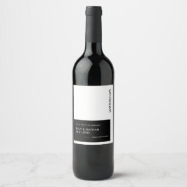 Einfach Minimalistisch Geo Bold Black Save the Dat Weinetikett