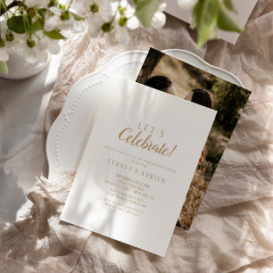 Einfach Minimalistisch Gold Foto Feiern Sie Party Einladung