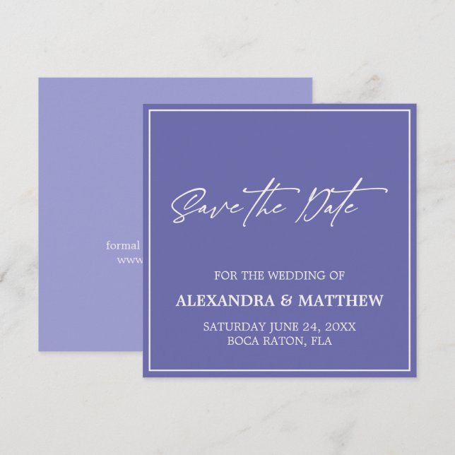 Einfach Minimalistisch Lila Save The Date (Vorne/Hinten)