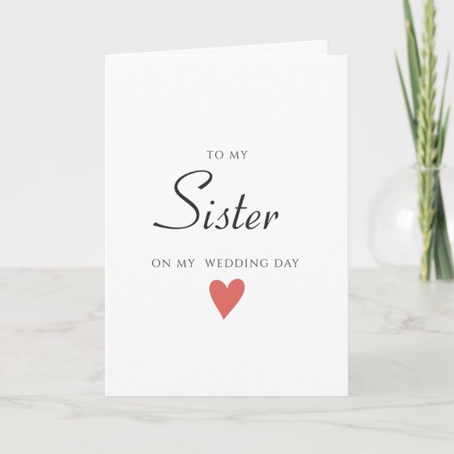 Einfach Minimalistisch meine Schwester, Hochzeitsk Karte (Vorderseite)