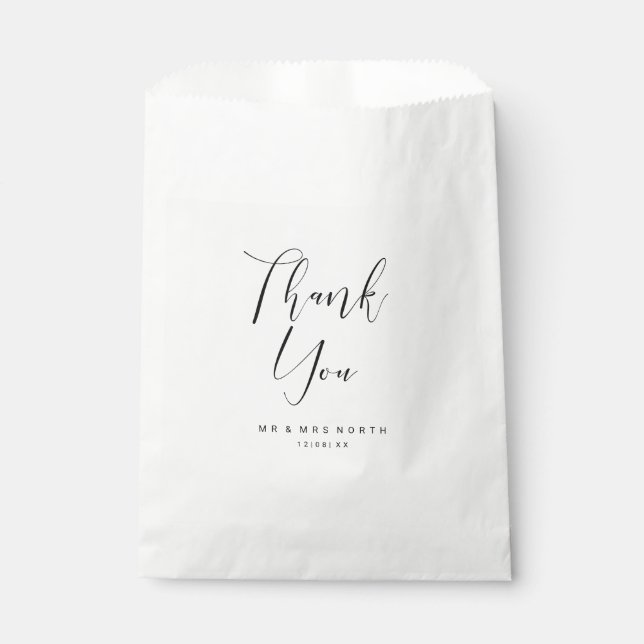 Einfach Minimalistische Hochzeit Danke Black ID523 Geschenktütchen (Vorderseite)