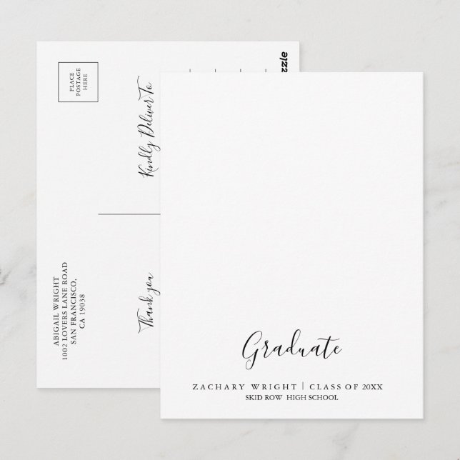 Einfach Minimalistischer Abschluss Graduate Vielen Postkarte (Vorne/Hinten)