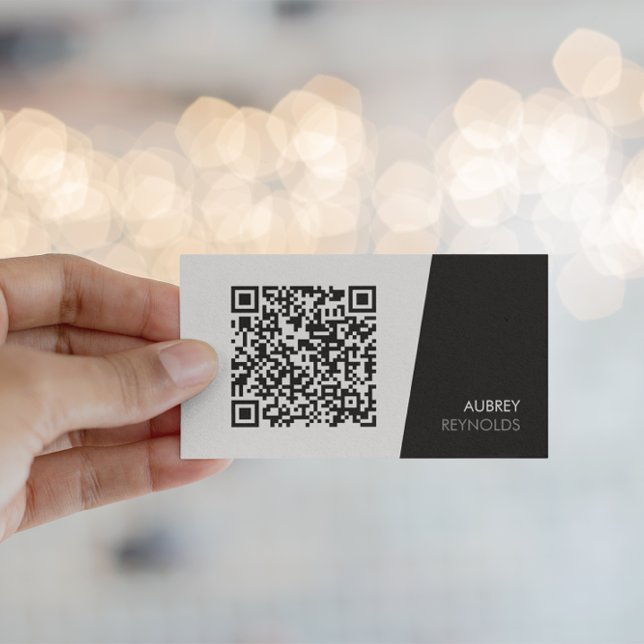 Einfach Minimalistischer QR-Code Schwarzweiß Visitenkarte (Von Creator hochgeladen)