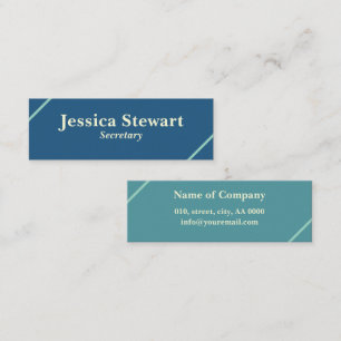 Einfach Minimalistisches Blau Aquamarin Mini Visitenkarte