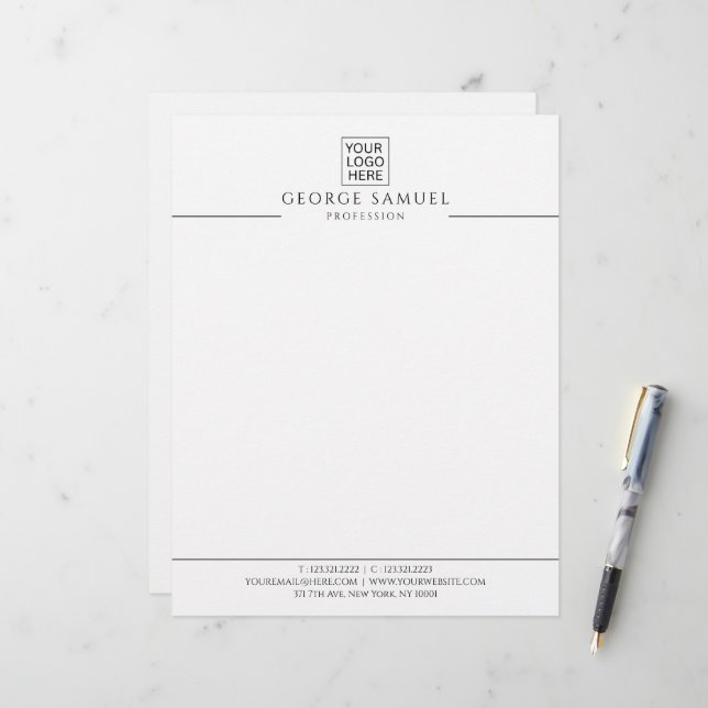 Einfach Minimalistisches Logo und Text Briefbogen (Vorderseite/Rückseite Beispiel)