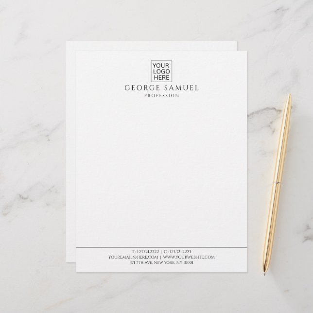 Einfach Minimalistisches Logo und Text Briefbogen (Vorderseite/Rückseite Beispiel)