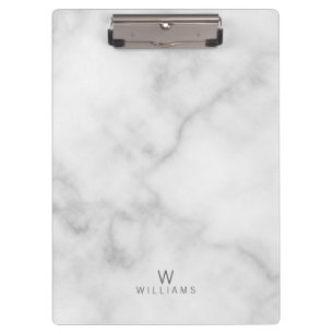 Einfach Minimalistisches Monogramm aus weißem Mar Klemmbrett
