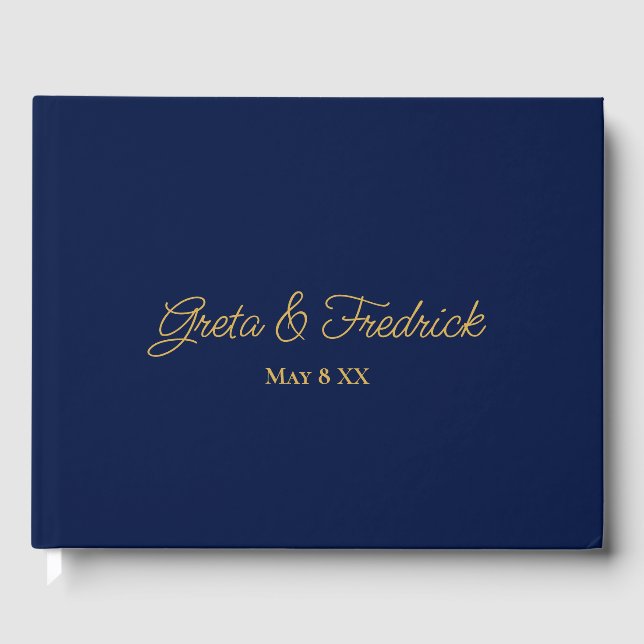 Einfach Minimalistisches Personalisiertes Navy Blu Gästebuch (Vorderseite)