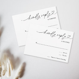 Einfach minimalistisches Schwarz Weiß Bitte antwor RSVP Karte