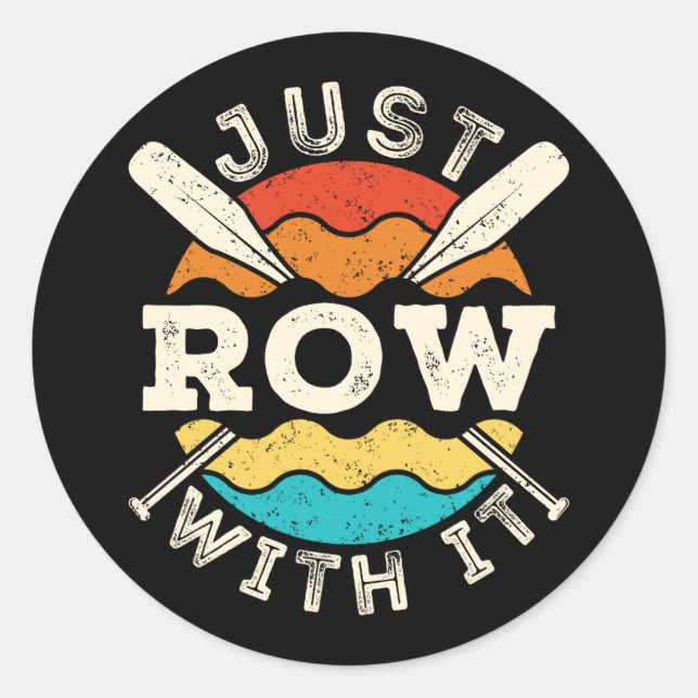 Einfach mit dem Funny Rowing Crew Team loslegen Runder Aufkleber (Vorderseite)