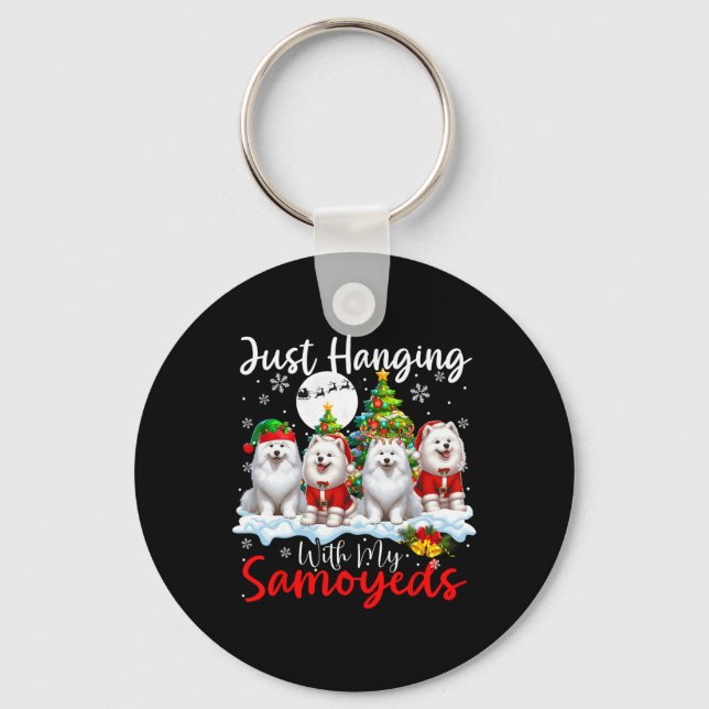 Einfach mit meinen Samoyeds spielen Weihnachten Dr Schlüsselanhänger (Vorderseite)