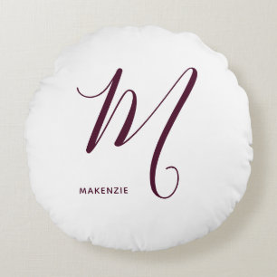 Einfach Mit Monogramm Burgund Letter M White Rundes Kissen