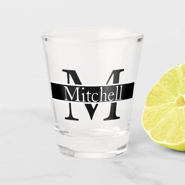 Einfach Mit Monogramm Name Personalisiert Schnapsglas (Vorderseite)