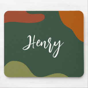 Einfach Mit Monogramm Script grün und braun Mousepad