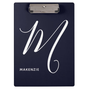 Einfach Mit Monogramm Script Letter M Navy Blue Klemmbrett