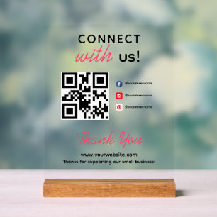 Einfach mit uns verbinden Social Media QR Business Acrylschild