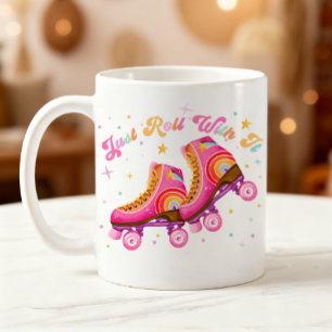 Einfach Mitmachen Roller Skating Teen Retro Rosa Kaffeetasse