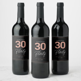 Einfach modern 30 & Kokett Personalisiert Weinetikett