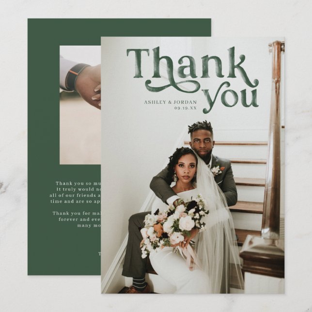 Einfach modern Boho | Foto Wedding Vielen Dank Dankeskarte (Vorne/Hinten)