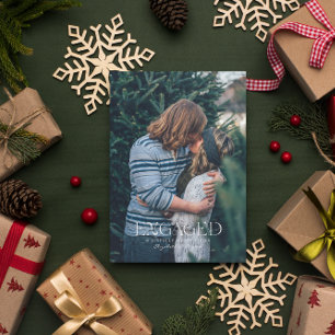 Einfach Modern Elegant Verlobungsfoto Weihnachte Mitteilungskarte