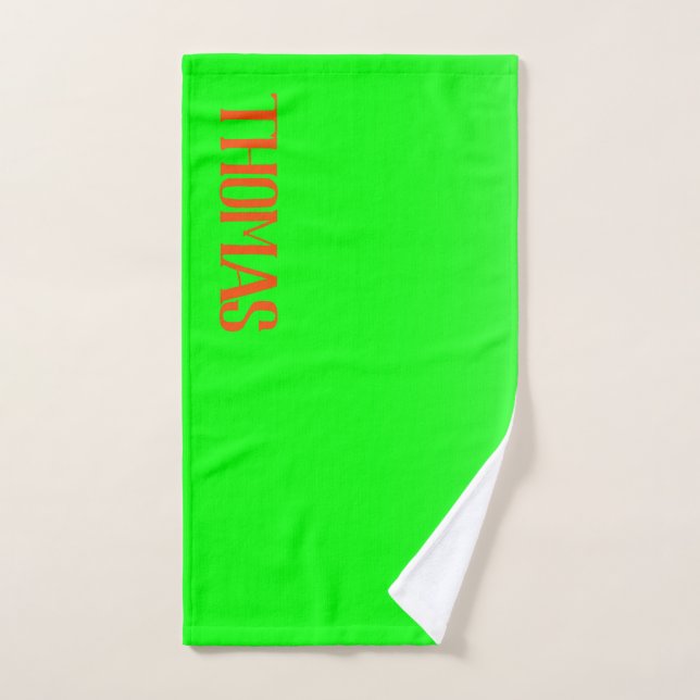 Einfach & modern Lime Green & Orange - Personalisi Badhandtuch Set (Handtuch)