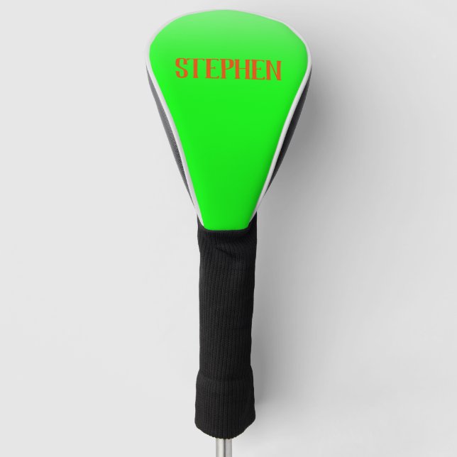 Einfach & modern Lime Green & Orange - Personalisi Golf Headcover (Vorderseite)