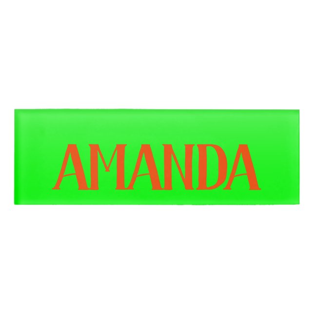 Einfach & modern Lime Green & Orange - Personalisi Namenschild (Vorderseite)