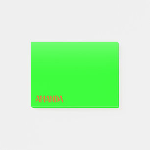 Einfach & modern Lime Green & Orange - Personalisi Post-it Klebezettel