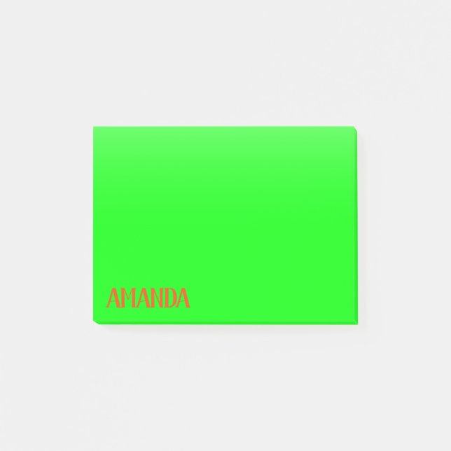 Einfach & modern Lime Green & Orange - Personalisi Post-it Klebezettel (Vorderseite)