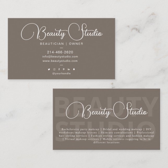 Einfach, modern, Makeup artistisch, Beautician, Bo Visitenkarte (Vorne/Hinten)